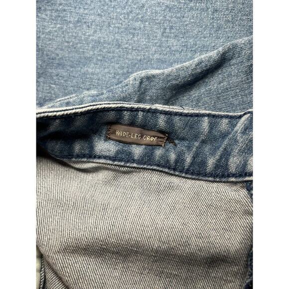 Point Sur Wide Leg Raw Hem Cropped Medium Wash Jeans Size 29 - Picture 3 of 6